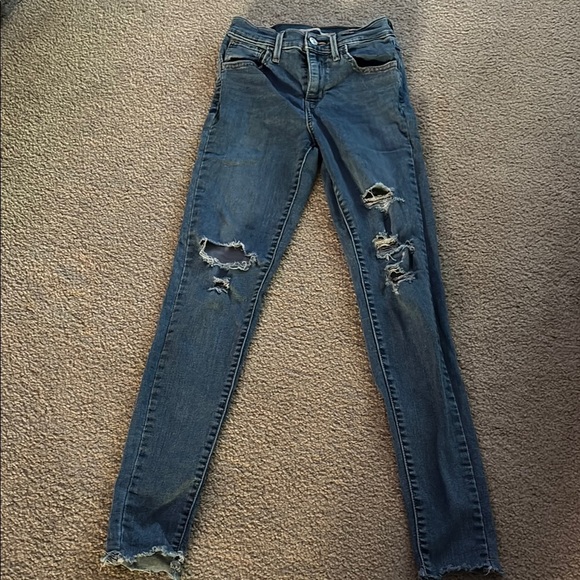 Levi 720 High Rise Super Skinny Distressed Blue Women's Jeans size 25 - Picture 1 of 6